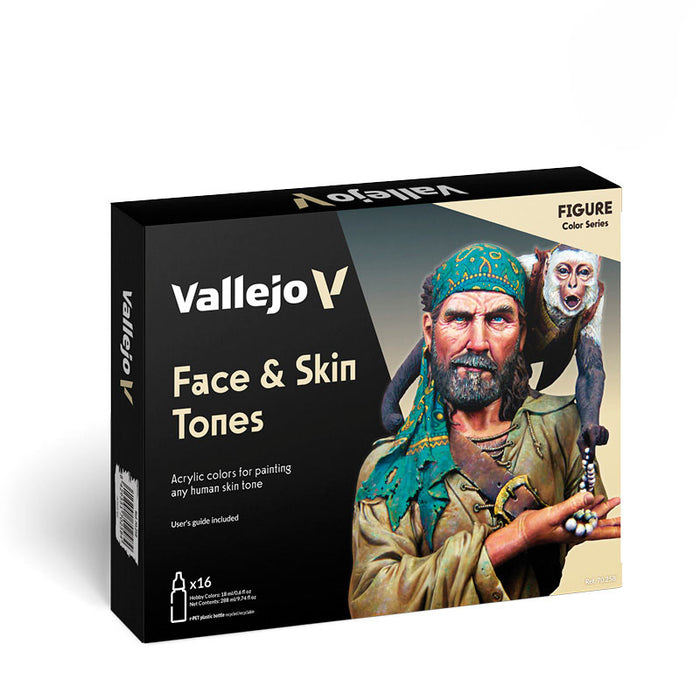 Vallejo 70.258 Model Color Face & Skin Tones 16 Color Acrylic Paint Set
