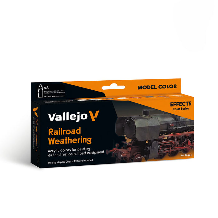Vallejo 70.264 Model Color Railroad Weathering 8 Color Acrylic Paint Set