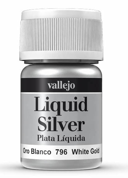 Vallejo 70.796 Metallic Liquid White Gold Model Color 35ml Bottle