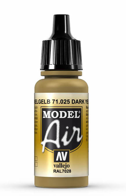 Vallejo 71.025 Model Air Acrylic Airbrush Paint Dark Yellow 17ml Bottle