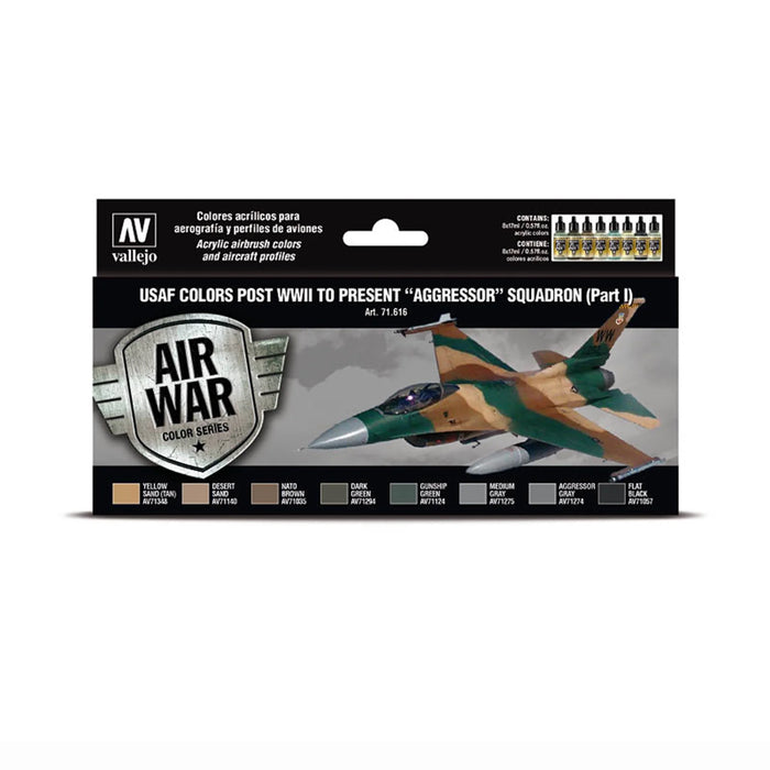 Vallejo 71.616 Model Air Acrylic Airbrush Paint USAF WWII to Present Aggressor Set Part 1 (8 Colors)