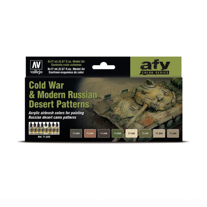 Vallejo 71.620 Model Air Acrylic Airbrush Paint Cold War Modern Russian Desert Patterns Set of 8