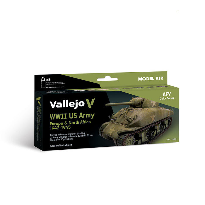 Vallejo 71.625 Model Air Acrylic Airbrush Paint WWII US Army Europe and North Africa Colors Set of 8