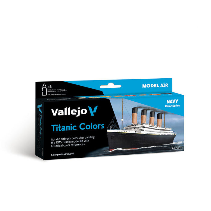 Vallejo 71.646 Model Air Navy Color Series Titanic Colors Acrylic Airbrush Paint Set of 8