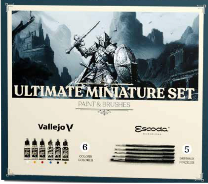 Vallejo 72.206 Ultimate Miniature 6 Color Paint Set with 5 Brushes