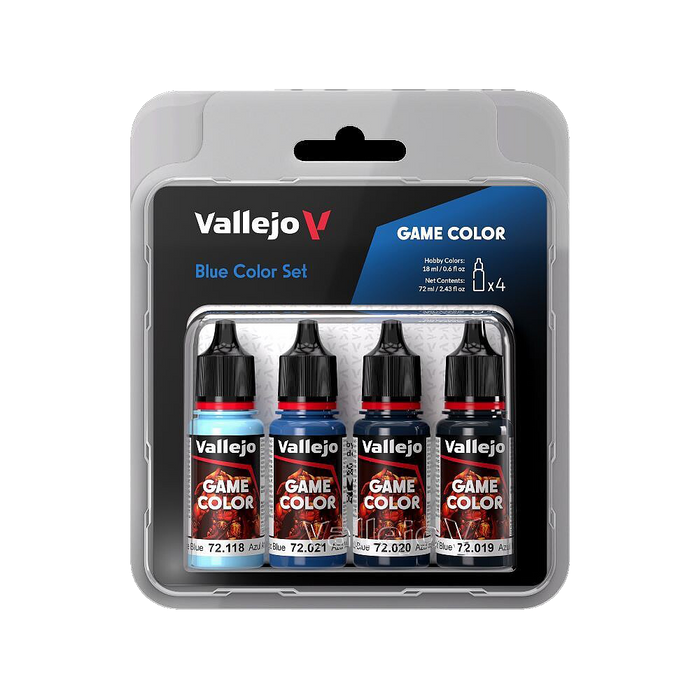Vallejo 72.376 Blue (Base, Shadow, Light) Game Color 4 Color Paint Set