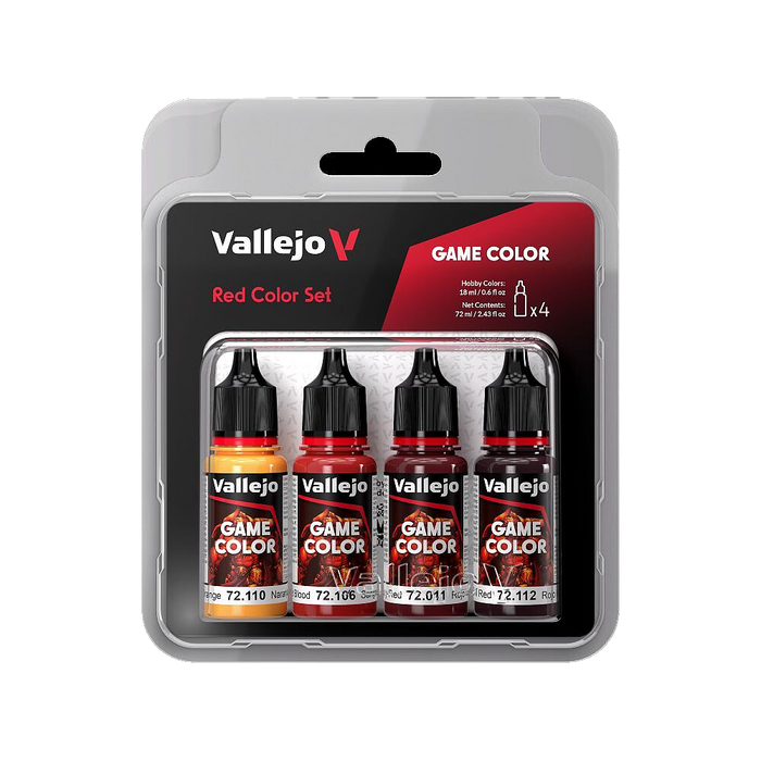 Vallejo 72.377 Red (Base, Shadow, Light) Game Color 4 Color Paint Set