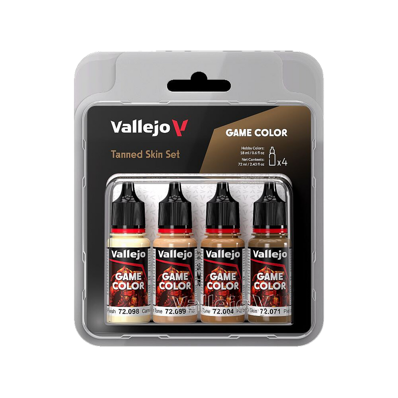 Vallejo 72.380 Tanned Skin (Base, Shadow, Light) Game Color 4 Color Paint Set