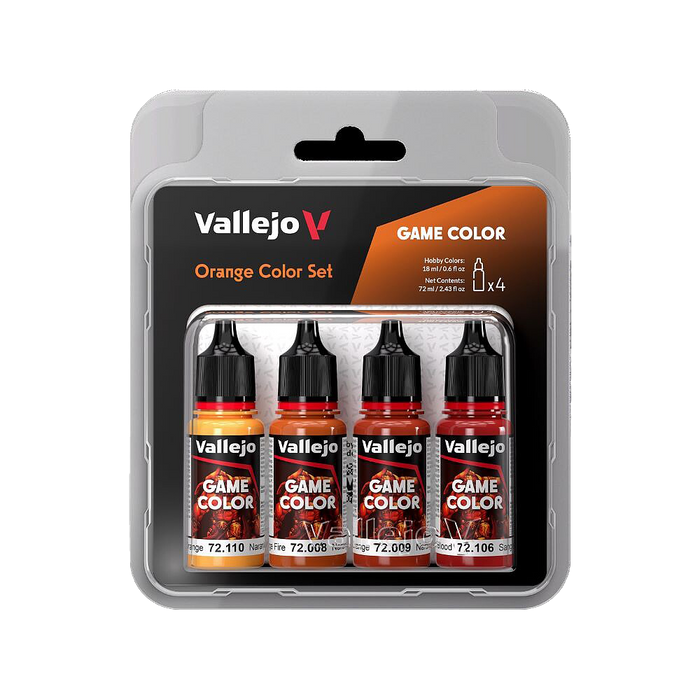 Vallejo 72.381 Orange (Base, Shadow, Light) Game Color 4 Color Paint Set
