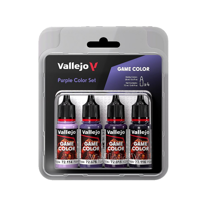Vallejo 72.382 Purple (Base, Shadow, Light) Game Color 4 Color Paint Set