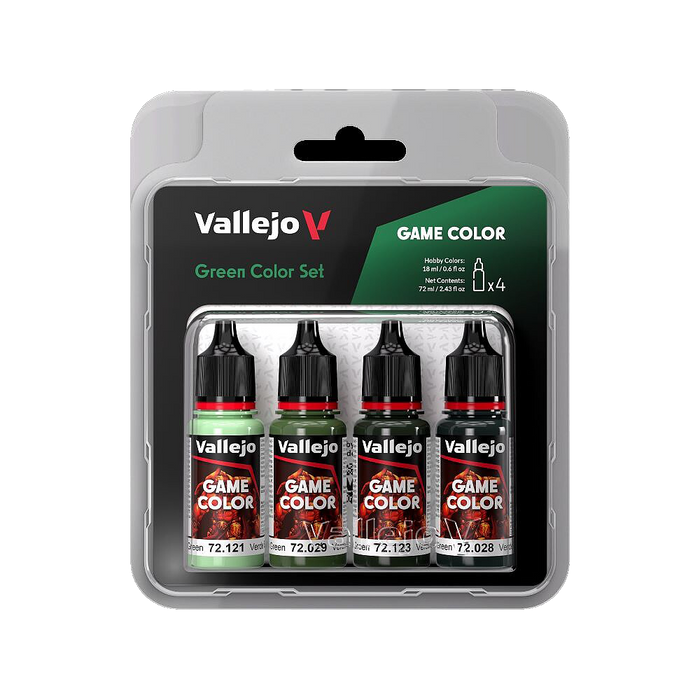 Vallejo 72.384 Green (Base, Shadow, Light) Game Color 4 Color Paint Set