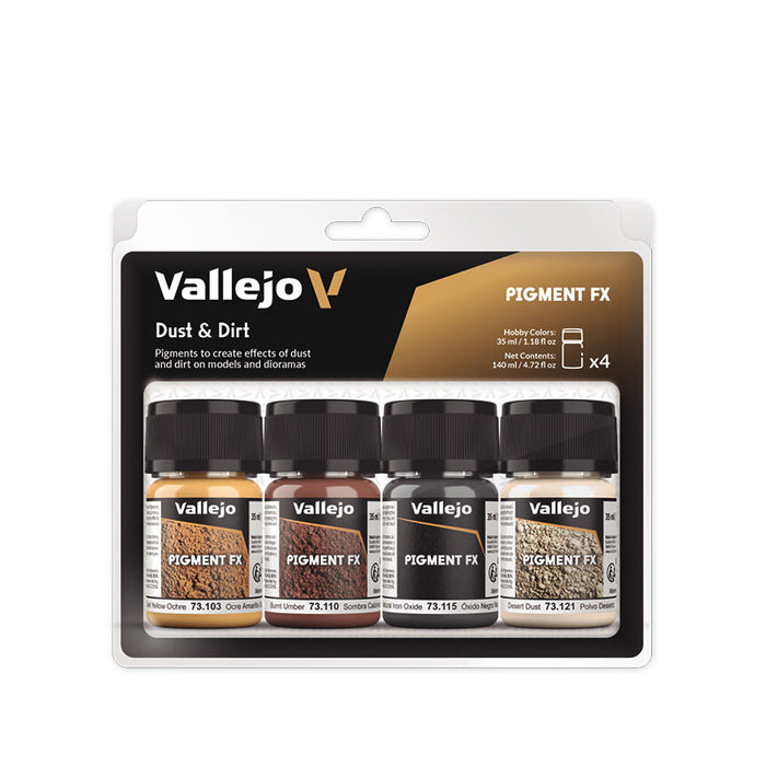 Vallejo 73.190 Dust & Dirt Pigment Powder (Set of 4 35ml Bottles)