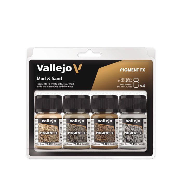 Vallejo 73.191 Mud & Sand Pigment Powder (Set of 4 35ml Bottles)