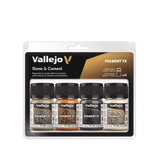 Vallejo 73.192 Stone + Cement Pigment Powder (Set of 4 35ml Bottles)