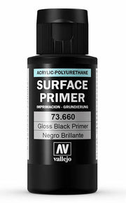 Vallejo 73.660 Gloss Black Waterbased Surface Primer 60ml Bottle
