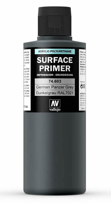 Vallejo 74.603 German Panzer Grey RAL 7021 Waterbased Surface Primer 200ml Bottle