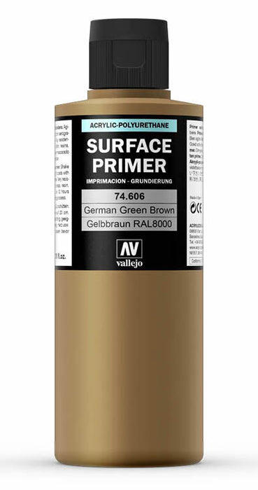 Vallejo 74.606 German Green Brown RAL 8000 Waterbased Surface Primer 200ml Bottle