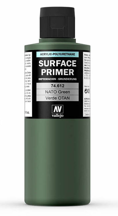 Vallejo 74.612 NATO Green Waterbased Surface Primer 200ml Bottle