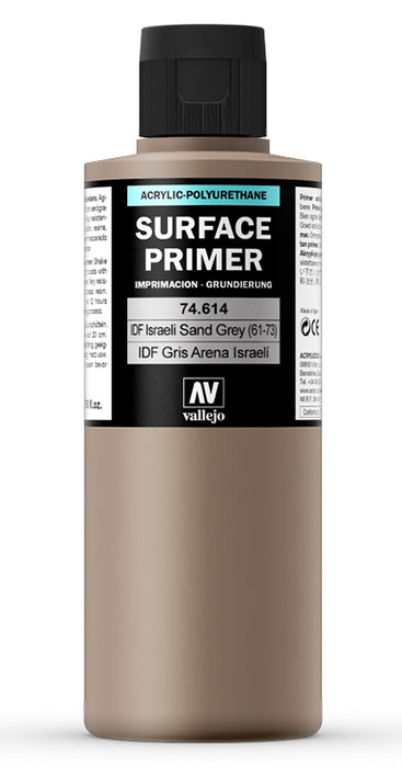 Vallejo 74.614 IDF Israeli Sand Grey Waterbased Surface Primer 200ml Bottle