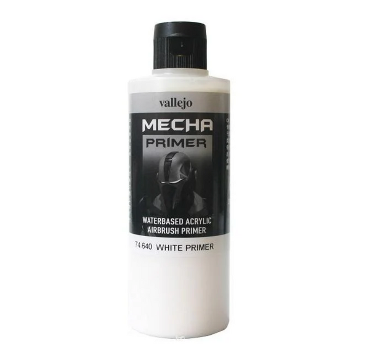 Vallejo 74.640 Mecha Color White Primer 200ml Bottle Waterbased Acrylic Paint