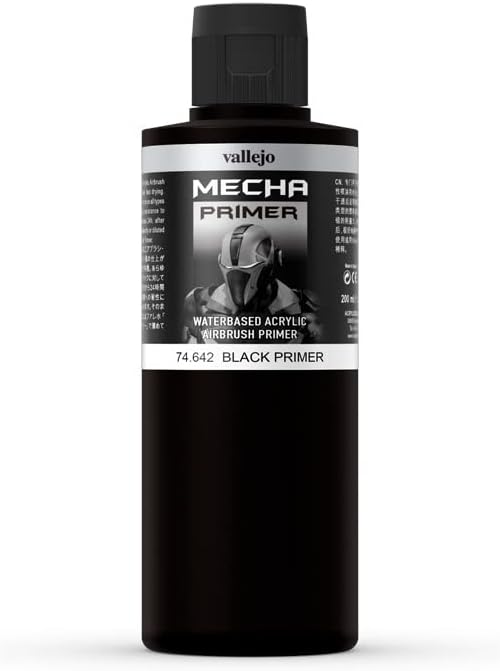 Vallejo 74.642 Mecha Color Black Primer 200ml Bottle Waterbased Acrylic Paint