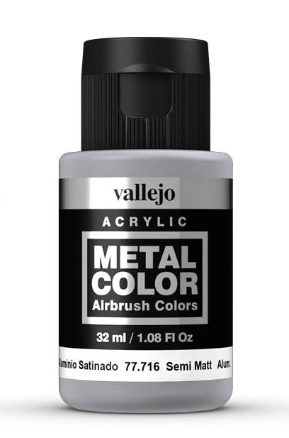 Vallejo 77.716 Semi Matt Aluminum Metal Color 32ml Bottle