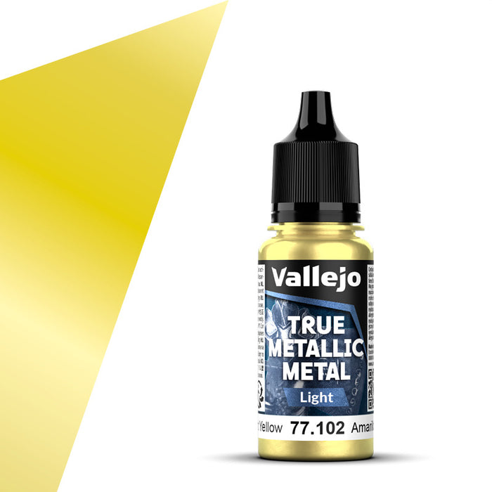 Vallejo 77.102 Radiant Yellow (Light) True Metallic Metal 18ml Bottle