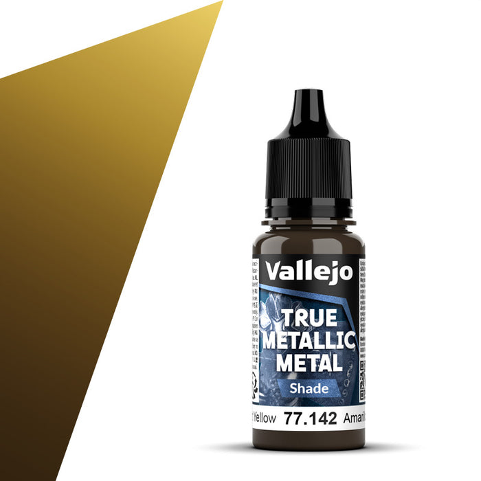 Vallejo 77.142 Radiant Yellow (Shade) True Metallic Metal 18ml Bottle