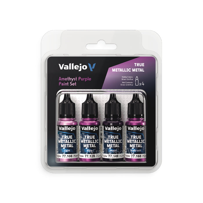 Vallejo 77.255 Amethyst Purple True Metallic Metal Paint Set (4 Colors)