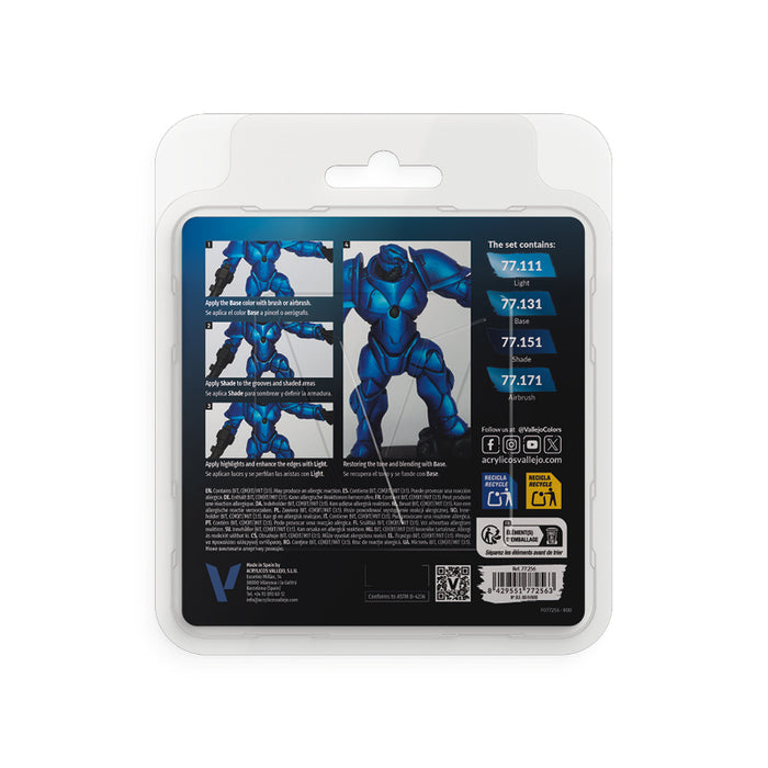 Vallejo 77.256 Sapphire Blue True Metallic Metal Paint Set (4 Colors)