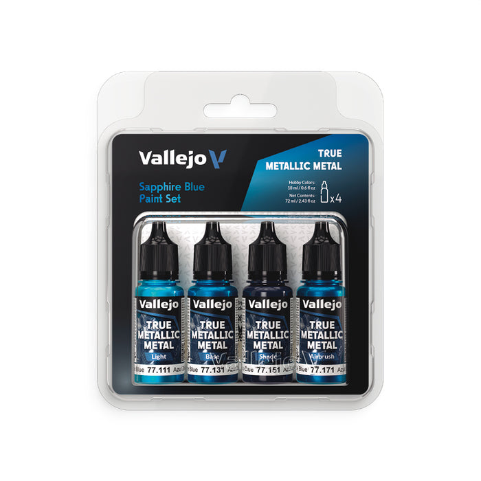 Vallejo 77.256 Sapphire Blue True Metallic Metal Paint Set (4 Colors)