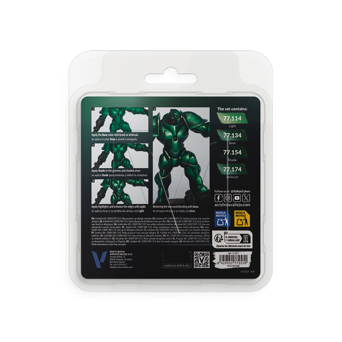 Vallejo 77.257 Dusken Green True Metallic Metal Paint Set (4 Colors)