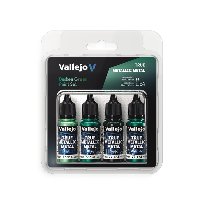 Vallejo 77.257 Dusken Green True Metallic Metal Paint Set (4 Colors)