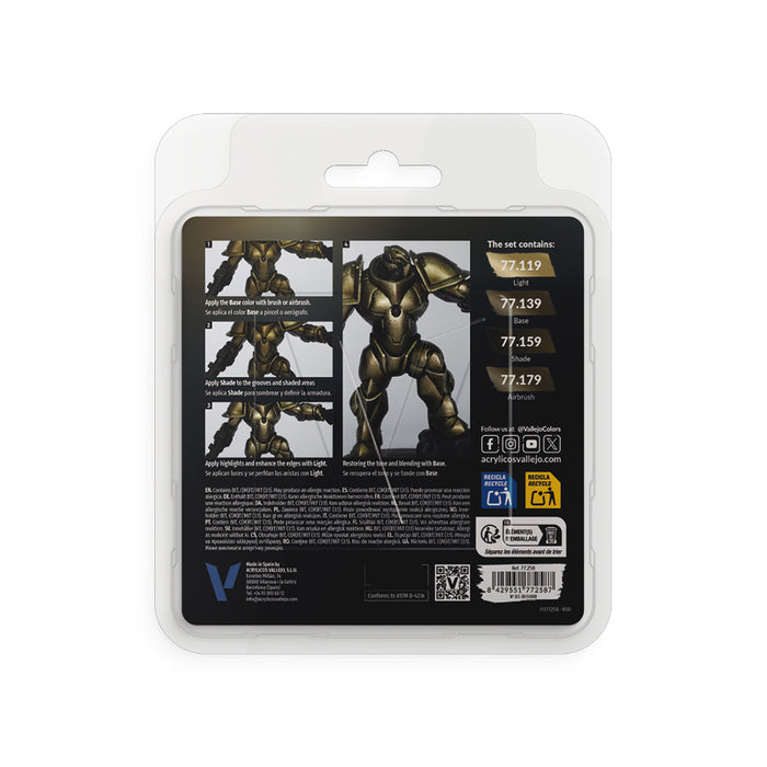 Vallejo 77.258 Aged Metal True Metallic Metal Paint Set (4 Colors)