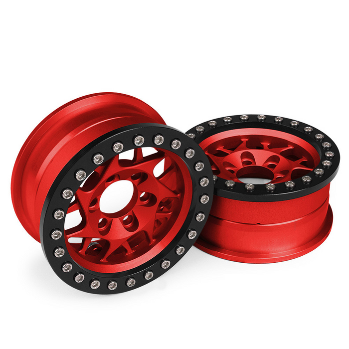 Vanquish Products VPS07713 KMC 1.9 XD127 Bully Beadlock Wheel Red Anodized 1 Pair