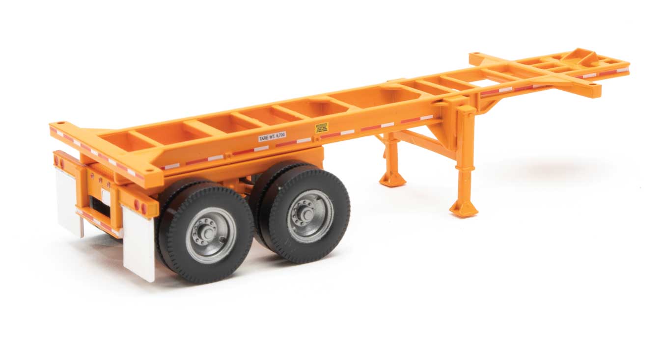 Walthers 949-4502 HO Scale 20' Container Chassis - Orange 2 Pack