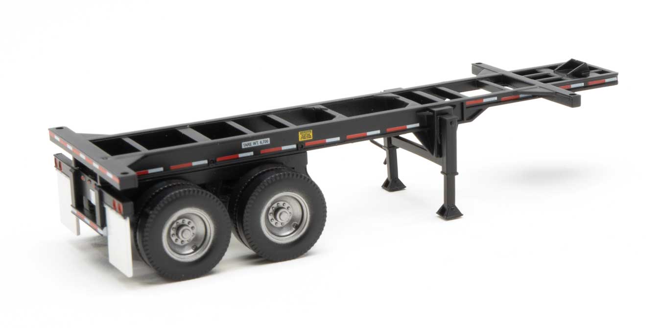 Walthers 949-4503 HO Scale 20' Container Chassis - Black 2 Pack