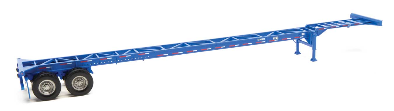 Walthers 949-4601 HO Scale 53' Container Chassis - Blue 2-Pack