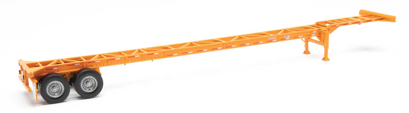 Walthers 949-4602 HO Scale 53' Container Chassis - Orange 2-Pack