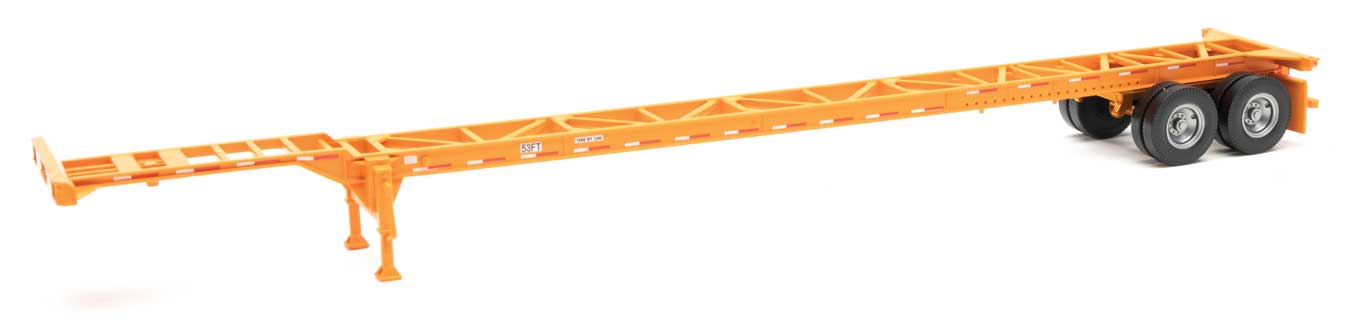 Walthers 949-4602 HO Scale 53' Container Chassis - Orange 2-Pack