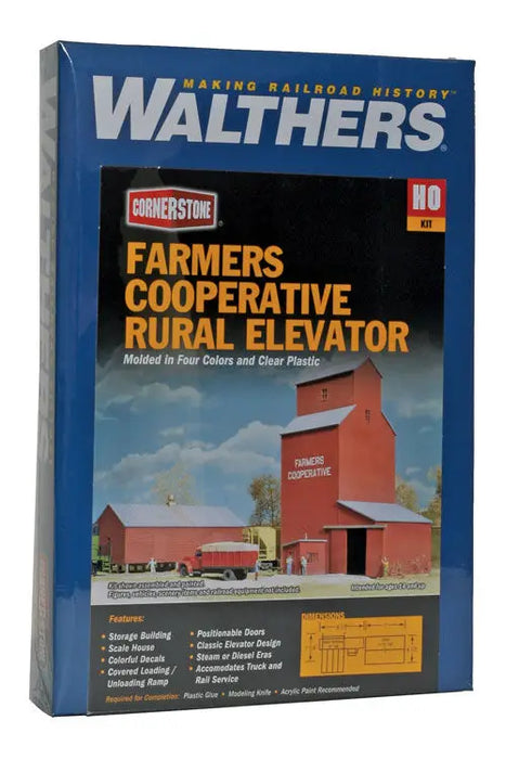 Walthers Cornerstone 933-3036 HO Scale Farmers Cooperative Rural Grain Elevator Building Kit