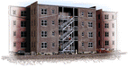 Walthers Cornerstone 933-3176 HO Scale Parkview Terrace (Light Gray Trim) Background Building Kit - NOS