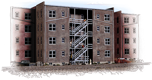 Walthers Cornerstone 933-3176 HO Scale Parkview Terrace (Light Gray Trim) Background Building Kit - NOS