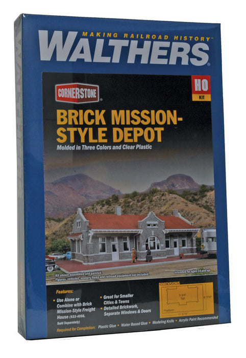 Walthers Cornerstone 933-4055 HO Scale Brick Mission-Style Santa Fe Depot Station Kit