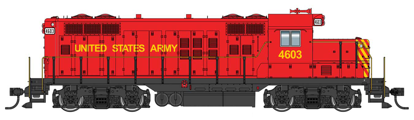 Walthers Mainline 910-10431 HO Scale EMD GP9 Ph II Chop Nose US Army 4607 DC