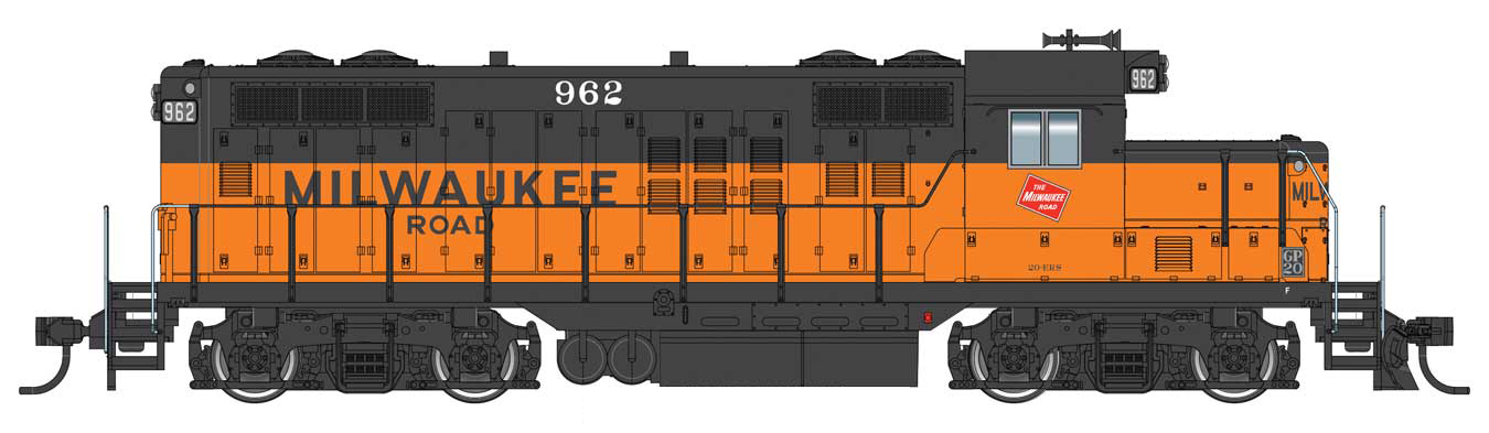 Walthers Mainline 910-20440 HO Scale EMD GP9 Ph II Chop Nose Milwaukee Road MILW 973 DCC