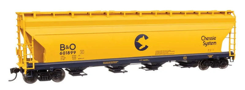 Walthers Mainline 910-49202 HO Scale ACF 5250 4-Bay Centerflow Covered Hopper Chessie System B&O 601899