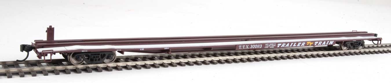 Walthers Mainline 910-5536 HO Scale G85 85' Flatcar Brown TTX 300113