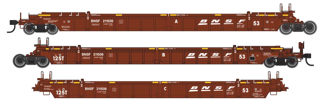 Walthers Mainline 910-55803 NSC 3-Unit 53' Well Car Canadian National BNSF 211547