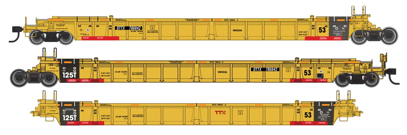 Walthers Mainline 910-55816 NSC Articulated 3-Unit 53' Well Car TTX DTTX 787545